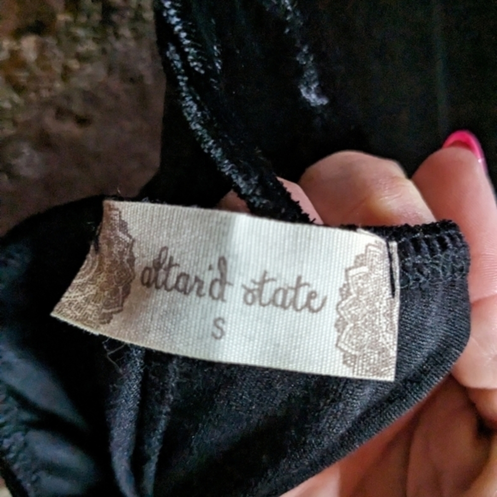 Alter'd State Small Black Crushed Velvet Spaghetti Strap Short Dress - Picture 6 of 9